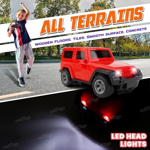 Zest 4 Toyz Remote Control Car RC Jeep Car Toy for Kids | Light and Sound | Durable Build and USB Charger | 2 WD | High Speed Rechargeable RC Car Off-Road Vehicle for Boys and Girls - Red 2