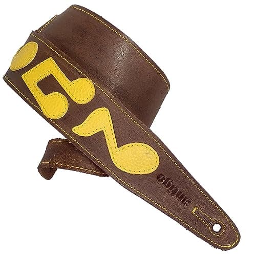 antigo Leather Guitar Strap | Leather Guitar Belt | for Acoustic/Electric/Bass/Folk/Mandolin 2 Inch Wide HAND MADE | Antique Look Finish | Size Adjustable | ANTIQUE BROWN G-003 4