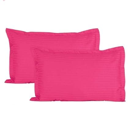 Trance Home Linen 200 TC 100% Cotton Standard Size 18x28 inch Satin Stripe Pillow Covers | Pillow Cases | Set of 2 Piece Pillow Covers only |Standard Size (Dark Pink, 18 X 28 inch)