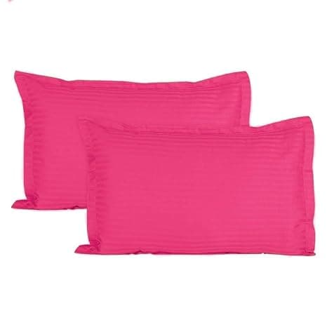 Trance Home Linen 200 TC 100% Cotton Standard Size 18x28 inch Satin Stripe Pillow Covers | Pillow Cases | Set of 2 Piece Pillow Covers only |Standard Size (Dark Pink, 18 X 28 inch)