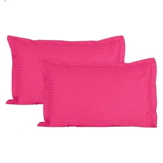 Trance Home Linen 200 TC 100% Cotton Standard Size 18x28 inch Satin Stripe Pillow Covers | Pillow Cases | Set of 2 Piece Pillow Covers only |Standard Size (Dark Pink, 18 X 28 inch)