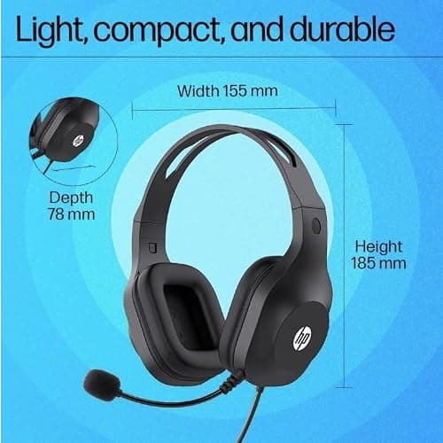 HP H125 Stereo USB Headset,Plug-and-Play USB-A, Built-in Noise-canceling mic, Adjustable Head Strap, Padded Ear Cushions, 360-degree Bendable mic, 1-Year Limited Warranty, Black, A20QHAA 2
