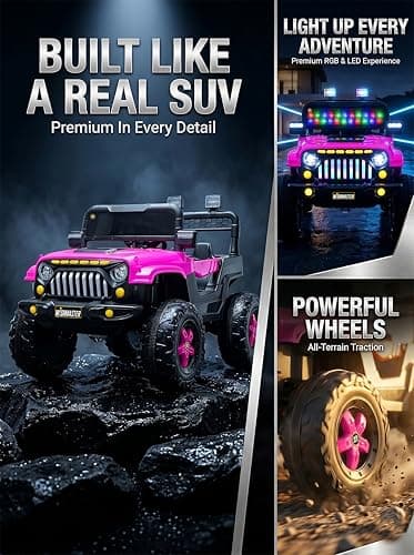 Wishmaster Electric Ride-On Car for Kids – Big Wheels, Single Seat, Music & LED Lights | Off-Road Adventure Jeep| Kids Driving EV Cars | 6 Month Warranty | Baby Cars 2