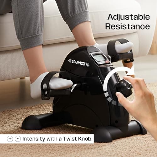 Sparnod Fitness SMB-475 Arm & Leg Mini Exercise Bike with LCD Display, Adjustable Resistance, Portable Under Desk Pedal Exerciser for Home & Office Workout, Compact Steel Frame, 120kg Capacity 4