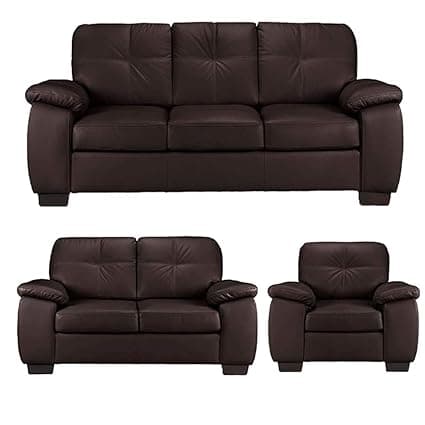 Torque Antos Modern 6 Seater Leatherette Sofa 3+2+1 Seater -Dark Brown | Comfortable 6 Seater Sofa Couch | Leatherette Sectional 3+2+1 Seater Sofa for Living Room