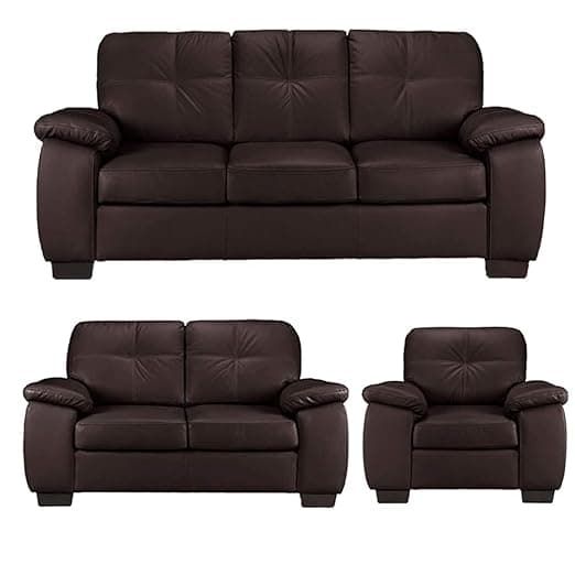Torque Antos Modern 6 Seater Leatherette Sofa 3+2+1 Seater -Dark Brown | Comfortable 6 Seater Sofa Couch | Leatherette Sectional 3+2+1 Seater Sofa for Living Room