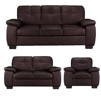Torque Antos Modern 6 Seater Leatherette Sofa 3+2+1 Seater -Dark Brown | Comfortable 6 Seater Sofa Couch | Leatherette Sectional 3+2+1 Seater Sofa for Living Room