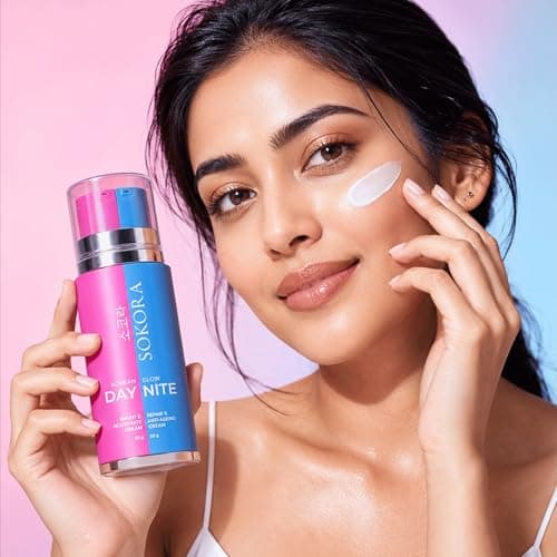 Korean Glow Day & Nite Cream Combo | Brightening Day & Anti-Ageing Night Repair Cream with Alpha Arbutin, Retinol & Marine Collagen – Hydrates, Firms & Evens Skin Tone | All Skin Types | 50g + 50g 3