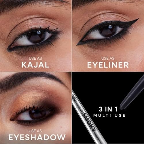 Nykaa Cosmetics Eyem Smokey Intense Gel Kajal With Free Sharpener & Smudger- Black (0.3g) 3