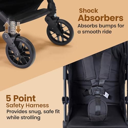 LuvLap Elite Baby Stroller, Pram for 0 to 3 Years with 5 Point Safety Harness, Large Storage Basket, Easy Fold, Extendable Canopy with Looking Window, Multilevel Recline & Adjustable footrest 5