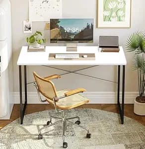 QARA Wood Laminated Study Table, Computer Table for Home,Office Table, Desktop,Laptop Table, Office Desk (White)
