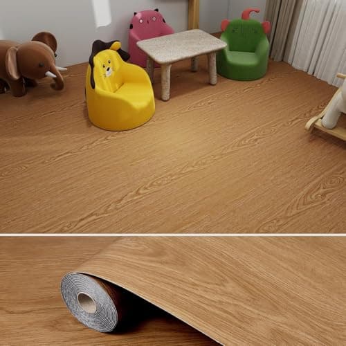 Self-Adhesive Vinyl Flooring & Walls Covering, Waterproof, Removable Oil-Resistant Floor Sticker,Peel Stick Wallpaper for Kitchen Living Room Floor Stickers (Acacia, 60 x 200 cm)