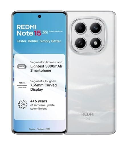 Redmi Note 15 SE 5G Smartphone, Frosted White, 8GB RAM, 256GB, 5800mAh Battery, IP66 Military Grade