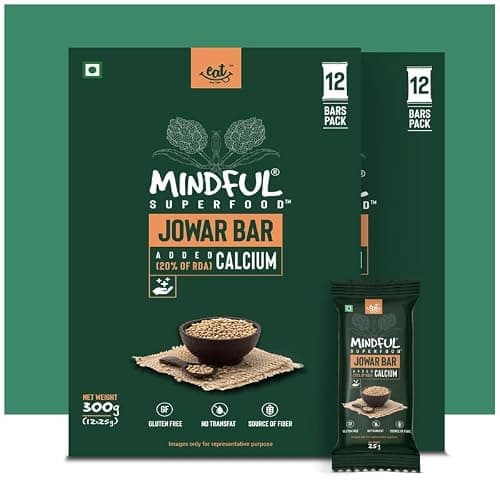 Eat Anytime Multigrain Millet Energy Bars, 24 Bars | High Protein, High Fiber, No Added Sugar | Gluten Free Granola Bars with Jowar, Dark Chocolate | Healthy Snack (600g) | Pack of 2