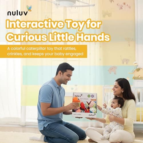 Nuluv Activity Caterpillar Baby Toy, Sensory Rattle and Crinkle Sound, BPA and PVC Free, Soft, Colorful Developmental Toy for 3+ Months, Mix and Match Play for Learning and Motor Skills 4