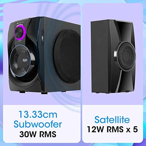 ZEBRONICS Basso 100 5.1 Home Theater Speaker with 5.25" Subwoofer, 90W RMS Powerful Bass, Bluetooth 5.1, Wall Mount, AC-3 Surround Sound, RGB Ring Light, Remote Control & LED Display 4