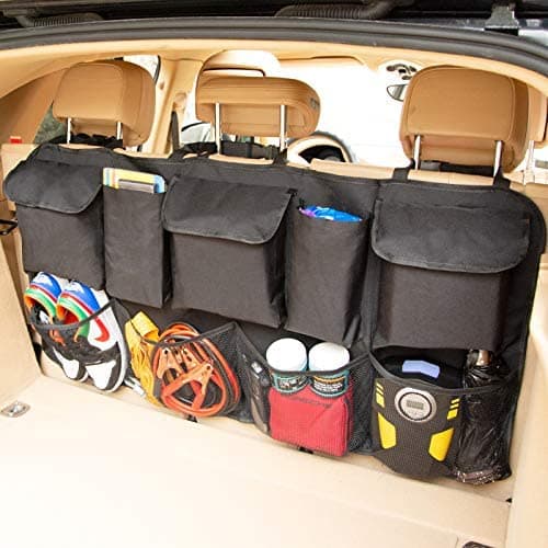 Automaze Nylon Backseat Trunk Organizer For SUV & Car Hanging Organizer Foldable Cargo Storage Bag With 9 Pockets, Adjustable Strap