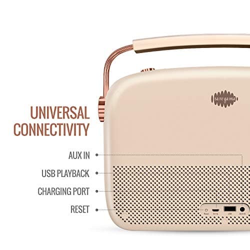 Saregama Carvaan Hindi Portable Music Player - Sound by Harman/Kardon with 5000 Preloaded Songs, FM/BT/AUX (Rose Gold) 3