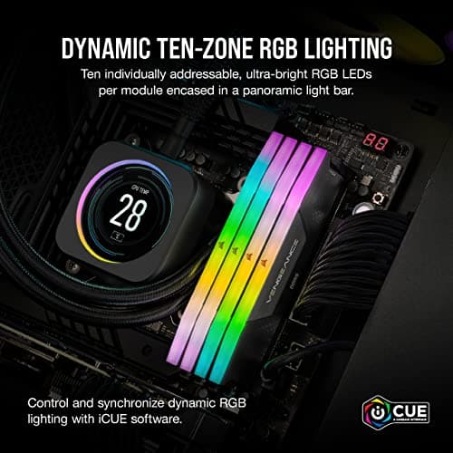 CORSAIR Vengeance RGB DDR5 32GB (2x16GB) 6000MHz CL36 Desktop RAM Kit – Intel XMP 3.0 Compatible – Black 4