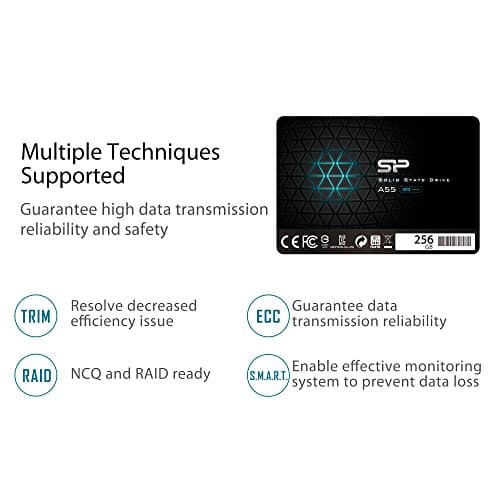 Silicon Power 256GB SSD 3D NAND A55 SLC Cache Performance Boost SATA III 2.5" Internal Solid State Drive SU256GBSS3A55S25AH 3