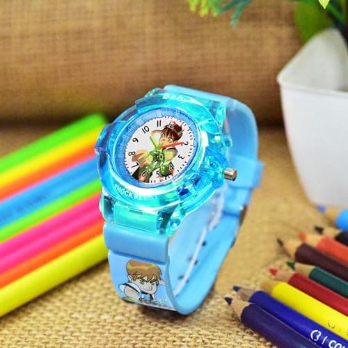 Shocknshop Boy's Analog Led Cartoon Multi Colors Lights Nylon Watch -W336 (Sky Blue) 4