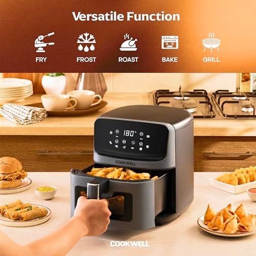 Cookwell Air Fryer - 5L With See Through Window - 1400W (Grey & Black) 2