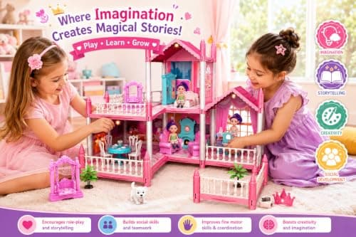 Barbeiiii Doll House for Girls | 2-Story Dollhouse with 4 Rooms, Dolls & Furniture Accessories | Dream House Pretend Play Toy for Girls Age 3+ Years 3