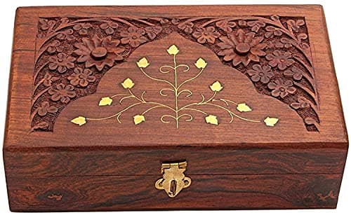 MOON CRAFT Wooden Jewelry Box Organizer - Classical Wood Jewlery Box Jewelery Storage Box Case Holder Jewellery - Carved