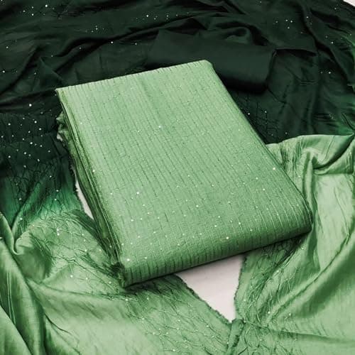 Pandadi Saree Women's Chanderi Croset Work Unstitched Salwar Suit Dress Material 2