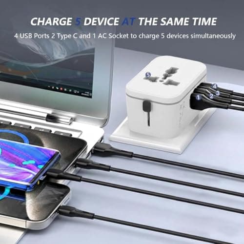 rts 8A Universal Travel Socket Universal Travel Adapter All in One | 1920W Heavy Duty Power | Travel Essentials 200+ Countries - Europe/US/UK/AU/Asia etc. | International Worldwide Socket Accessories 4