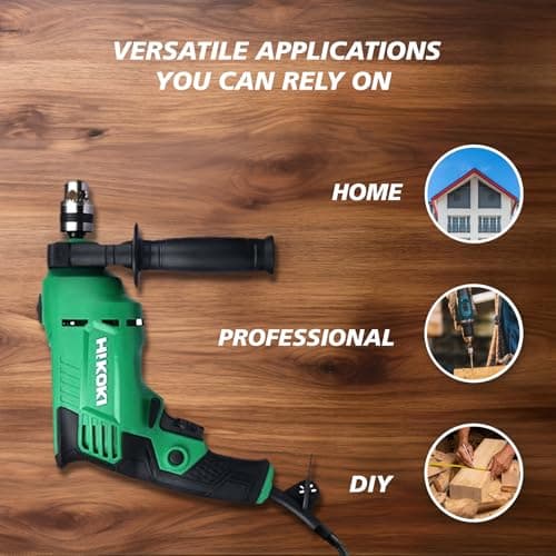 Hikoki Tool Kit(Dv10Vst(Kit) Saz9), 10Mm Corded Impact Drill, 550W, 1.7 Kg, 0-3000 Rpm, 0-48000Bpm, 10Mm Drill Chuck, Robust Design, With 28 Pieces Accessories Included - Black 5
