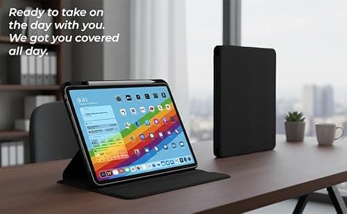 Arctic Fox Smart Folio Rotating Cover Case iPad Air 13 inch M3/M2 (2025/2024) Cover Case with Pencil Holder, Case Cover for iPad Air 13 inch [Auto Sleep Wake Support] - Grey 4