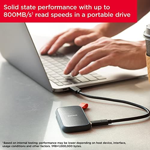 SANDISK 1TB Portable SSD, 800MB/s R, USB 3.2 Gen 2, Rugged SSD with Upto 2 Meter Drop Protection, Type-C to Type-A Cable, PC & Mac Compatible, 3 Y Warranty, External SSD (SDSSDE30-1T00-G26) 4