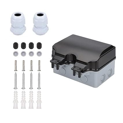 DIAMONDDEAL Empty Outdoor Waterproof Double Plug Socket Box, Weatherproof Wall Electrical Power Outlet IP66 Waterproof Outdoor Wall Socket Switch Box Socket Shell Display