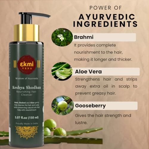 Ekmiveda Ayurvedic Hair growth Sulfate free Shampoo with Reetha, Shikakai, Bhringraj, Amla for hair loss control. Hair regrowth treatment for women & men. Hair thickening rosemary shampoo, 5.07 fl oz 4
