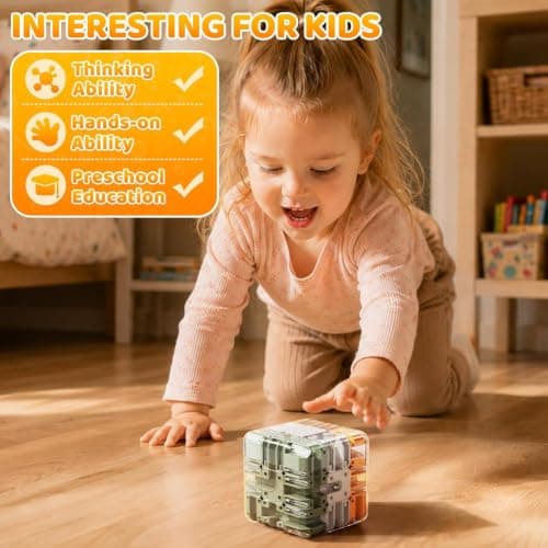 EULTUR 3D Maze Cube Ball Puzzle Game with Rolling Steel Ball, Transparent Labyrinth Brain Teaser Toy, Flip and Rotate IQ Challenge Puzzle for Kids, Teens and Adults, Focus and Problem Solving Activity 5