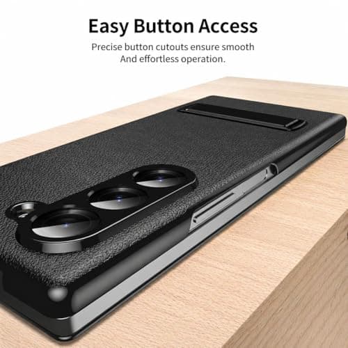 EGOTUDE for Samsung Galaxy Z Fold 7 Case Premium Leather Magnetic Flip Cover with Kick Stand (Black) 4