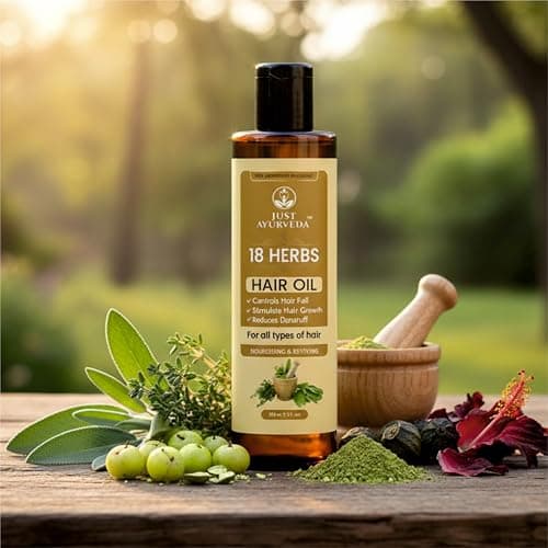 Just Ayurveda 18 Herbs Hair Oil, 210ml, Controls Hair Fall, Stimulates Hair Growth, Reduces Dandruff, Nourishing & Reviving, For All Hair Types 4