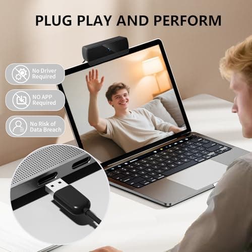 XOCLON HD 1080p Webcam with Microphone, USB Computer Web Camera, Streaming Camera, Noise Reduction, Auto Light Correction, Plug & Play for PC/Laptop, Works with Zoom, Skype, Teams 5