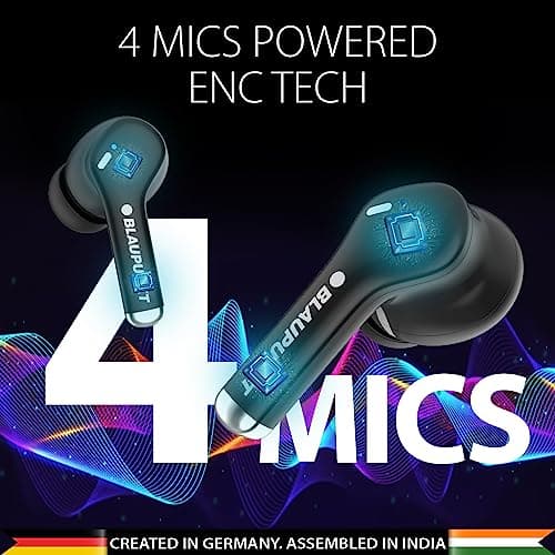 Blaupunkt Newly Launched Btw100 Xtreme Truly Wireless Bluetooth Earbuds I 99H Playtime* I Quad Mic I Crispr Enc Tech I Gaming Mode I Turbovolt Charging I Bt Version 5.3 (Black),in-Ear 3