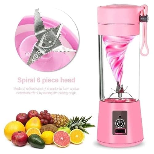 Shopstyle Portable Blender 6 Blade USB Juicer Bottle Portable Juice Blender USB Juicer Juice Mixer Bottle Rechargeable Juice Blender for Shakes Fruits & Vegetables Electric Grinder(Multicolor) 4