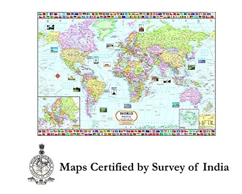 India Map & World Map Combo | LAMINATED | Size : 70 X 100 cm | India Map | World Map | Tear-Resistant, Waterproof, Adhesive Back Strips 4
