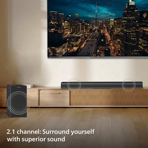 Philips TAB4319 Soundbar: 2.1 CH 80W Wired Subwoofer, Powerful Bass Effect – Bluetooth, HDMI ARC & Multiple Connectivity 3