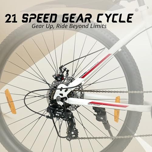 VESCO Leopard 27.5-T MTB 21 Speed Gear Cycle for Men | Front Suspension | Dual Disc Brake | Frame 18 Inch | Mountain Bike | Ideal for 17+ Years Adult Men & Women (White) 3