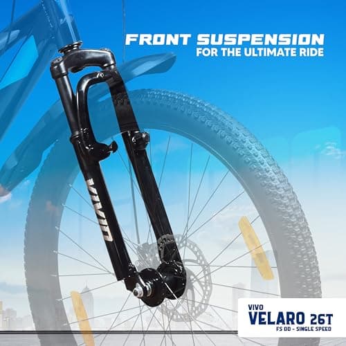 Leader Vivid Valero 26T IBC Single Speed Cycle for Men with Front Suspension & Dual Disc Brakes | Bicycle for Men | City/Mountain Bike with Carrier & Steel Frame | Ideal for 10+ Years – Black 5