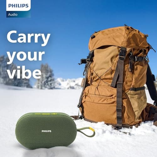 PHILIPS TAS1400GY Wireless Bluetooth Speaker with Deep Bass, Passive Radiator, 12W Sound Output, 1200mAh Rechargable Battery, RGB Light Modes, 10H Playtime, Supports TF/USB (Willow Bough) 2