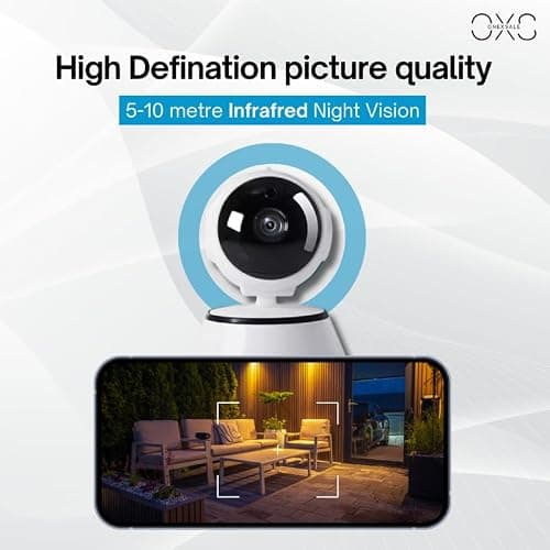 OneXsale Indoor CCTV Camera 1080P HD WiFi Security Camera with Night Vision, Motion Detection, Two-Way Audio, Remote Viewing & SD Card Support for Home & Office (Without Antenna) 2