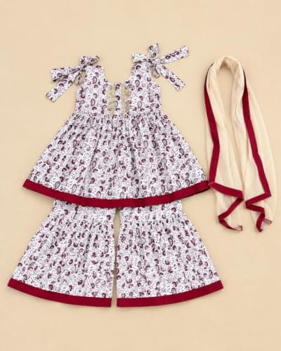 A.T.U.N. (ALL THINGS UBER NICE) Girls 100% Cotton Kurti Sharara Set with Dupatta | Traditional Ethnic Wear Outfit for Kids | Soft Breathable Printed Kurti with Comfortable Sharara Set for Girls 4