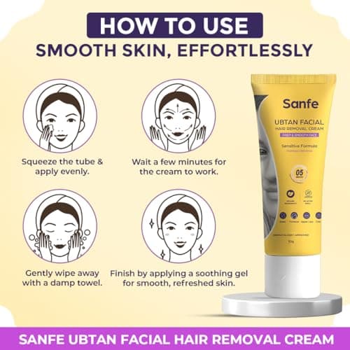 Sanfe ubtan facial hair removal cream | facial hair removal cream for women | safe for sensitive skin | gentle & soothing for delicate face areas | effective face hair removal for women. 3