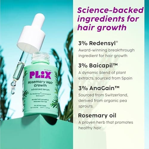 Plix Rosemary Hair Growth Advanced Serum (30 ml) | 3% Redensyl, 3% AnaGain & 3% Baicapil | Supports new hair growth & Helps strengthen Hair roots | Dermatologically tested | For Men & Women 5